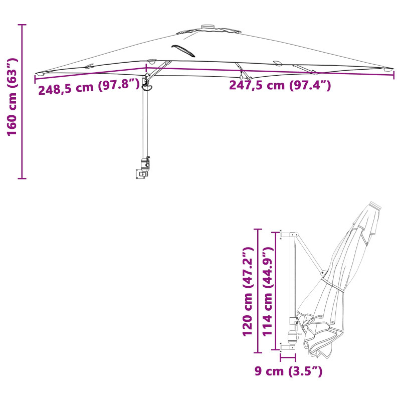 Parasolka ogrodowa terakota 248,5 x 247,5 x 160 cm