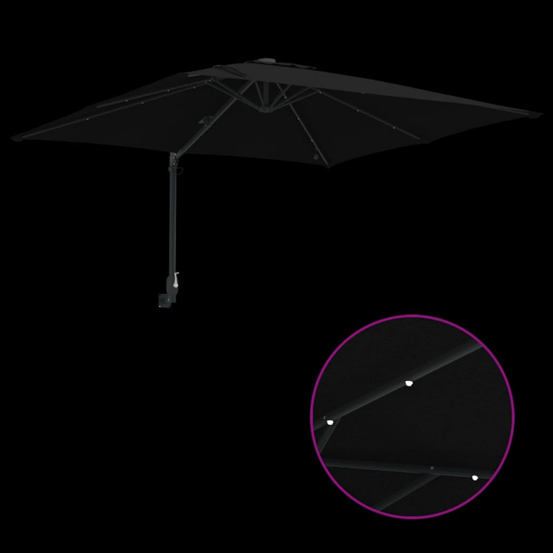 Parasolka ogrodowa Ze LED Lights Czarny 248,5 x 247,5 x 160 cm