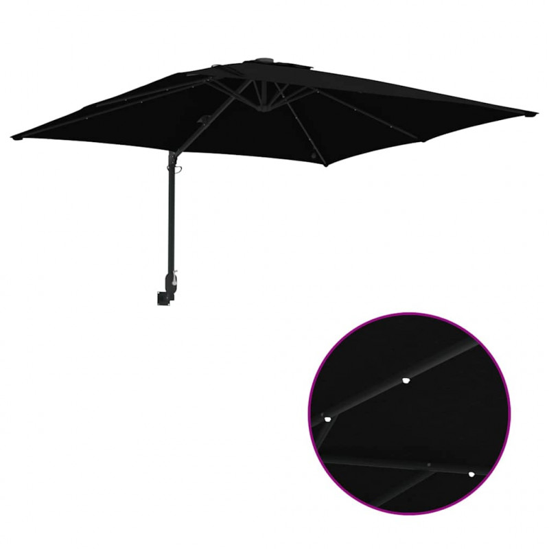 Parasolka ogrodowa Ze LED Lights Czarny 248,5 x 247,5 x 160 cm