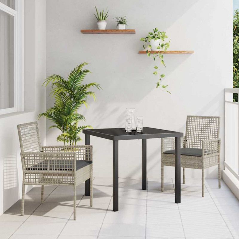 Krzesło Ogrodowe 2 pcs Jasnoszary 55 x 53 x 85 cm polirattan