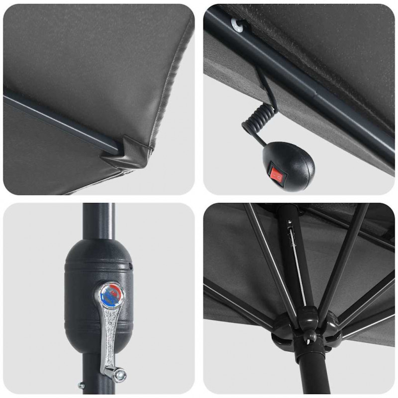 Parasolka ogrodowa Antracyt 294 x 150 x 223 cm Poliester i Stal