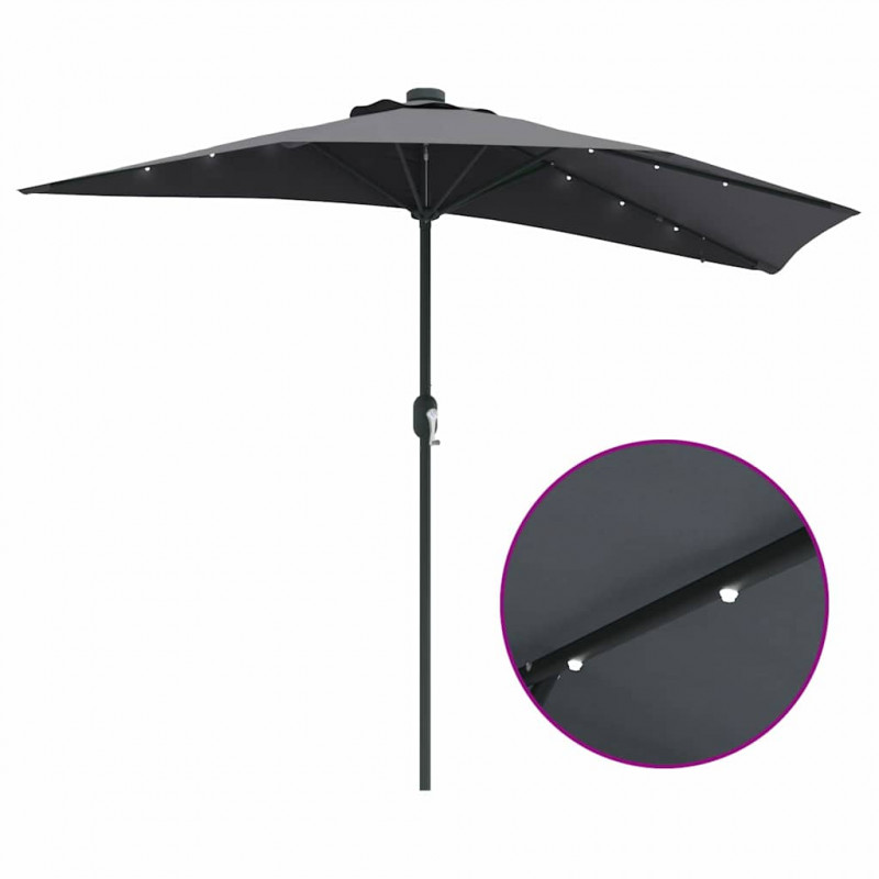 Parasolka ogrodowa Antracyt 294 x 150 x 223 cm Poliester i Stal