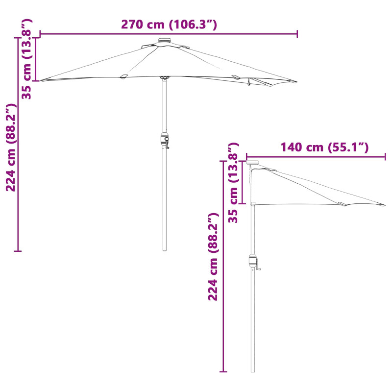 Parasolka ogrodowa Antracyt 294 x 150 x 223 cm Poliester i Stal