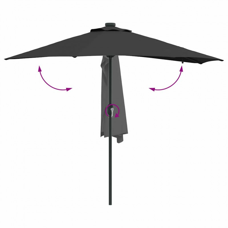 Parasolka ogrodowa Czarny 294 x 150 x 223 cm Poliester i Stal