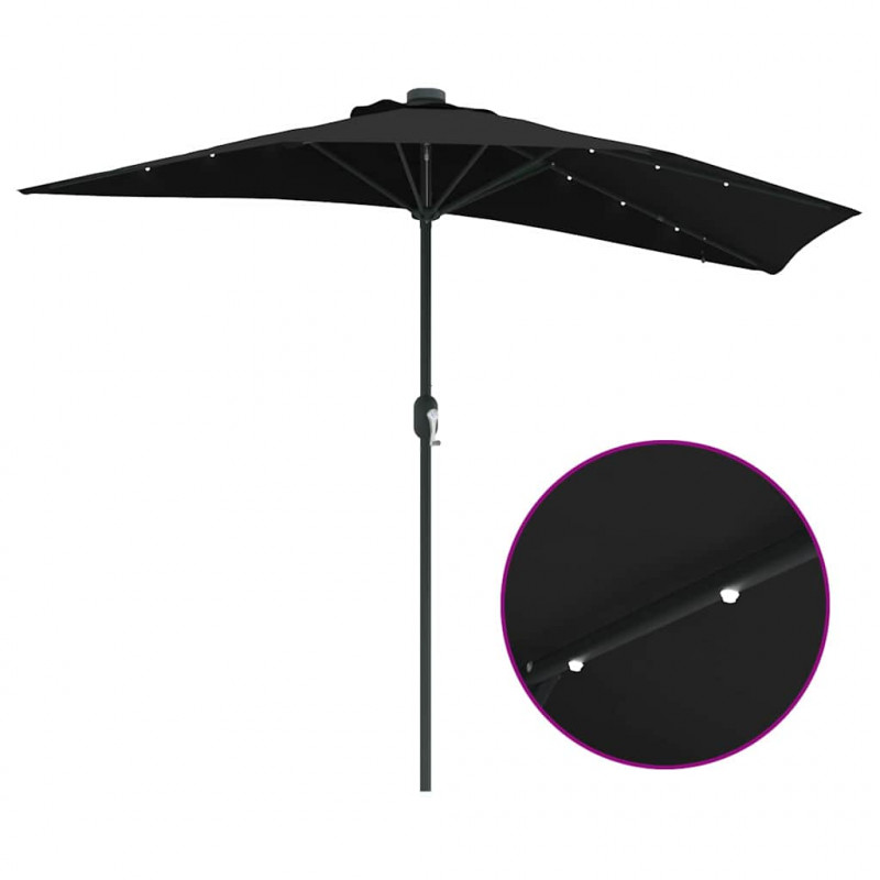 Parasolka ogrodowa Czarny 294 x 150 x 223 cm Poliester i Stal