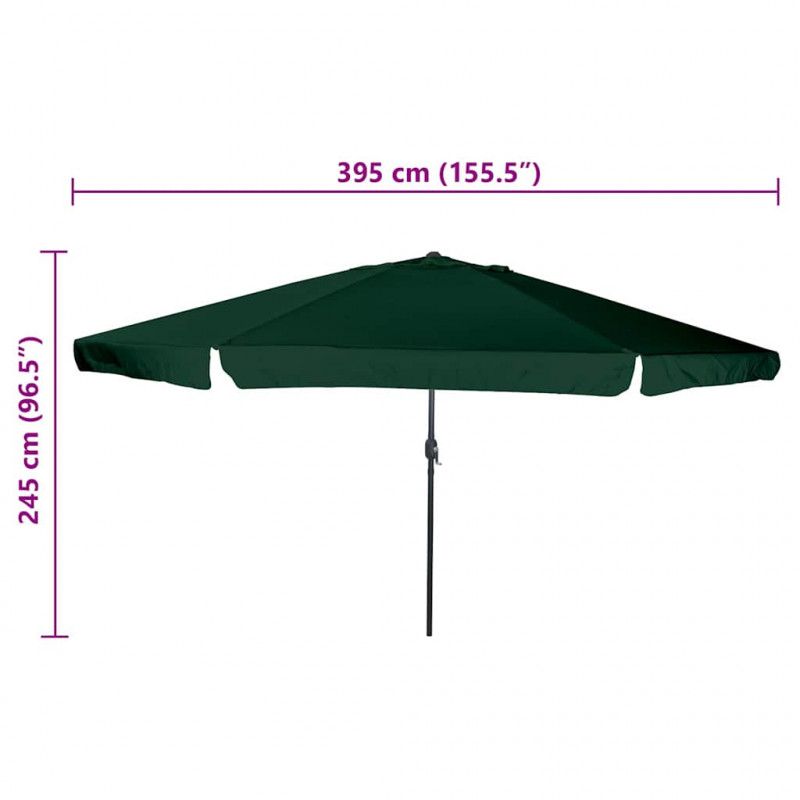 Parasolka ogrodowa Zielony 394 x 394 x 248 cm Poliester i Stal