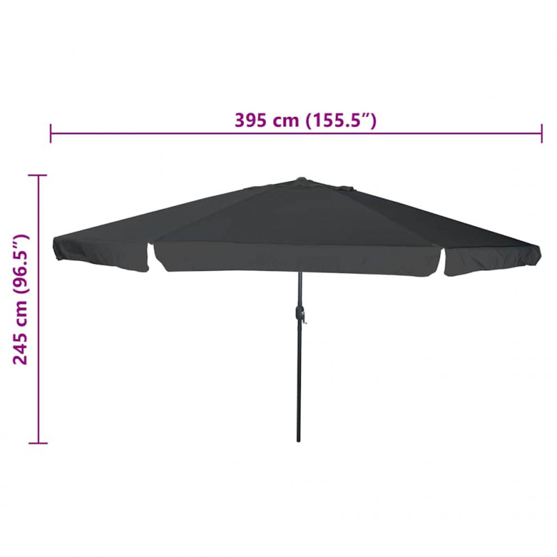 Parasolka ogrodowa Antracyt 394 x 394 x 248 cm Poliester i Stal