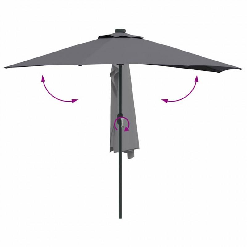 Parasolka ogrodowa Antracyt 294 x 150 x 224 cm Poliester i Stal