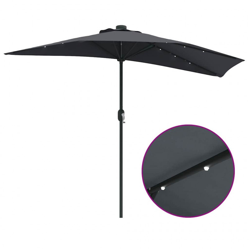 Parasolka ogrodowa Antracyt 294 x 150 x 224 cm Poliester i Stal