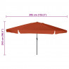Parasolka ogrodowa terakota 394 x 394 x 248 cm Poliester i Stal