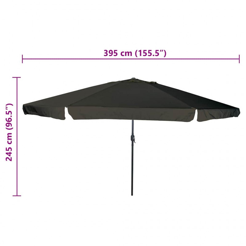 Parasolka ogrodowa Czarny 394 x 394 x 248 cm Poliester i Stal