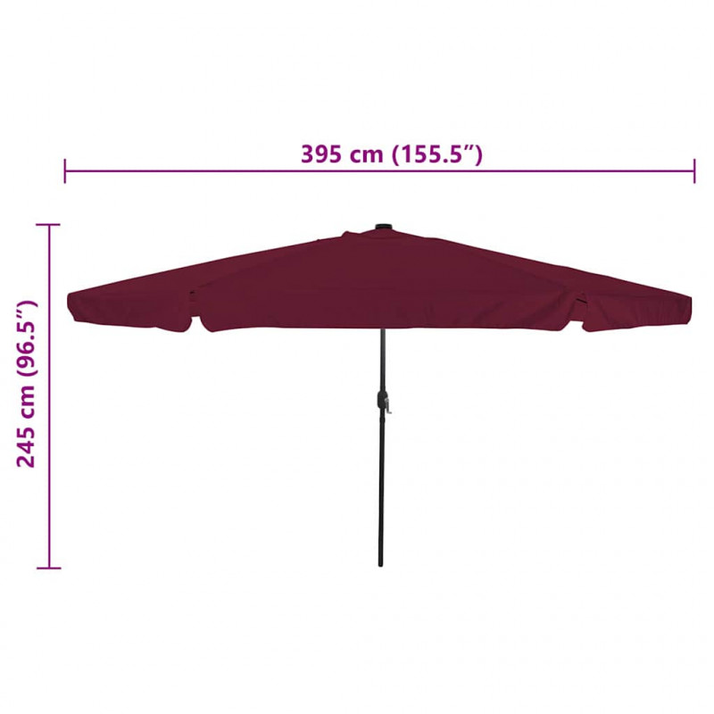 Parasolka ogrodowa Bordeaux Czerwony 395 x 395 x 245 cm