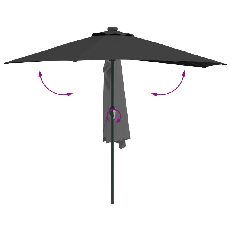 Parasolka ogrodowa Czarny 294 x 150 x 224 cm Poliester i Stal