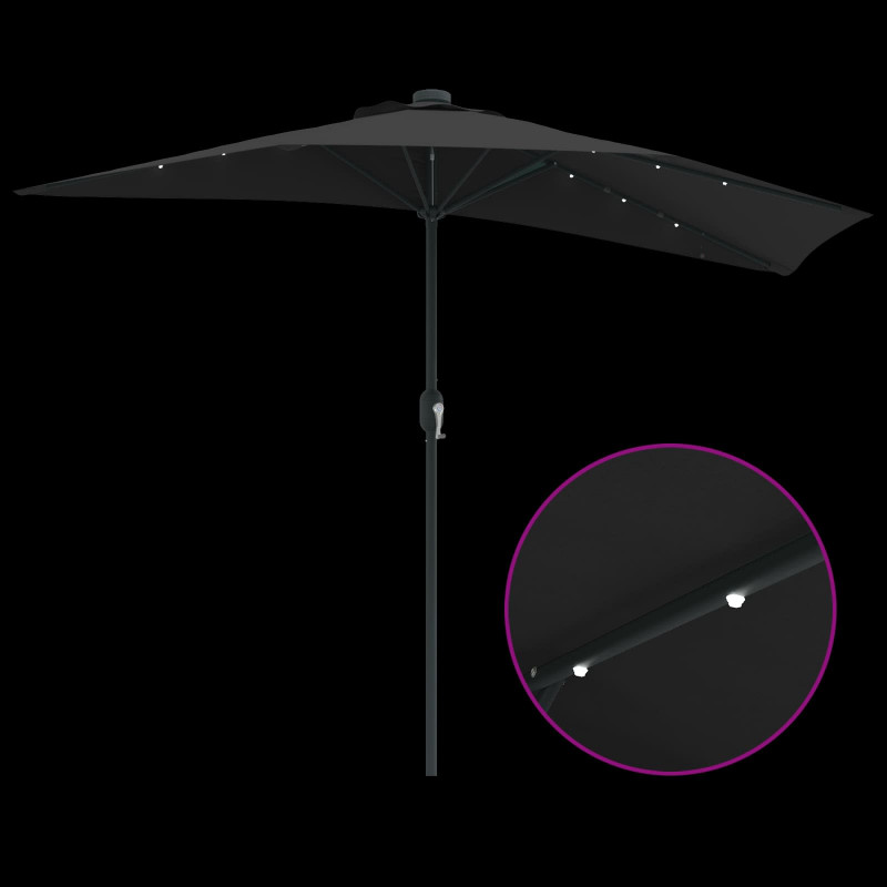 Parasolka ogrodowa Czarny 294 x 150 x 224 cm Poliester i Stal