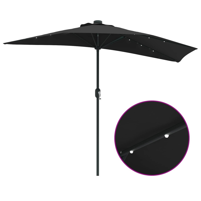 Parasolka ogrodowa Czarny 294 x 150 x 224 cm Poliester i Stal