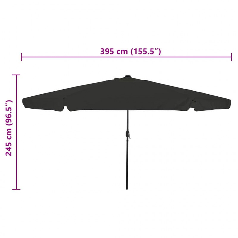 Parasolka ogrodowa Czarny 395 x 395 x 245 cm Poliester