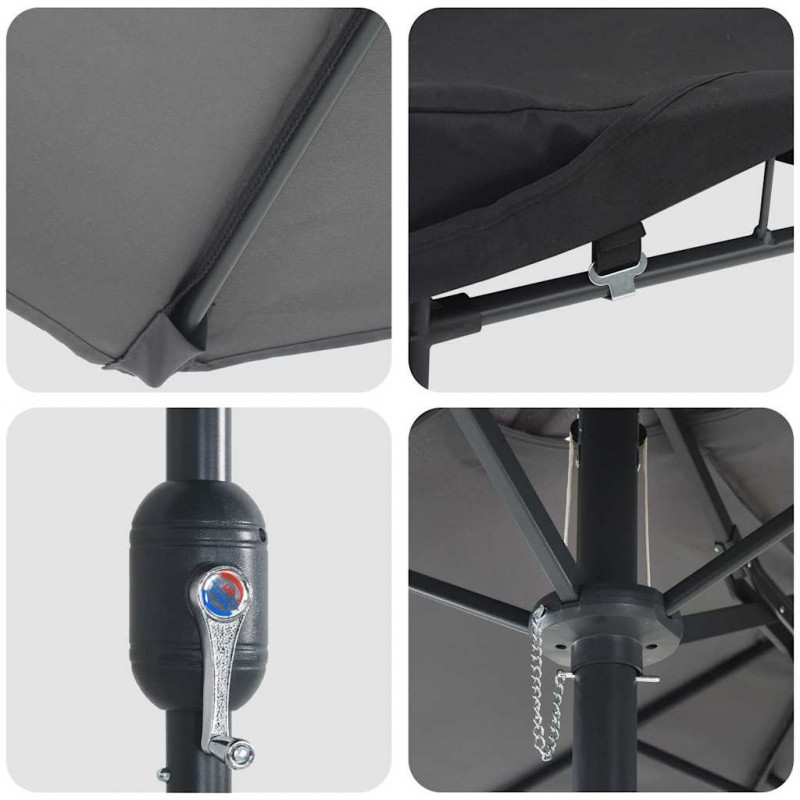Parasolka ogrodowa Antracyt 385 x 209 x 244 cm Poliester i Stal