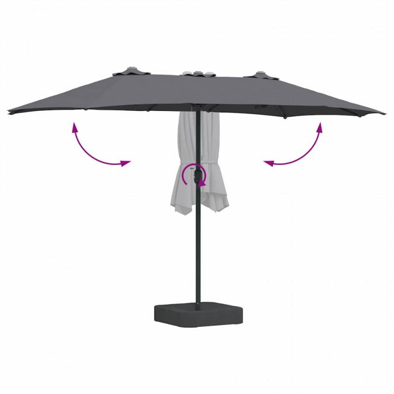 Parasolka ogrodowa Antracyt 385 x 209 x 244 cm Poliester i Stal