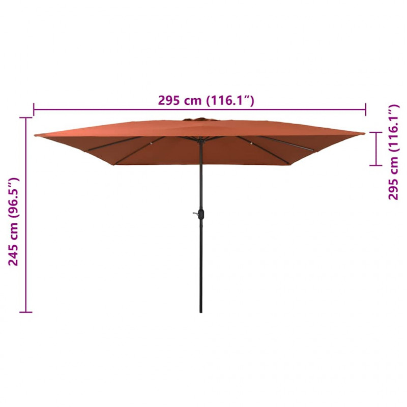 Parasolka ogrodowa terakota 295 x 295 x 245 cm Poliester i Stal