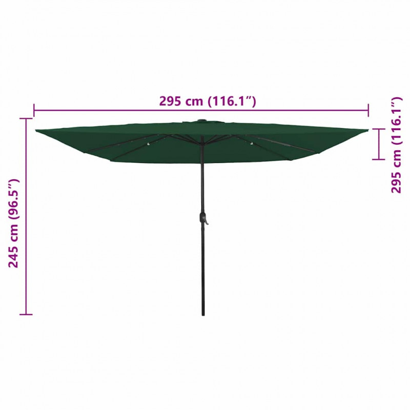 Parasolka ogrodowa Zielony 295 x 295 x 245 cm Poliester i Stal