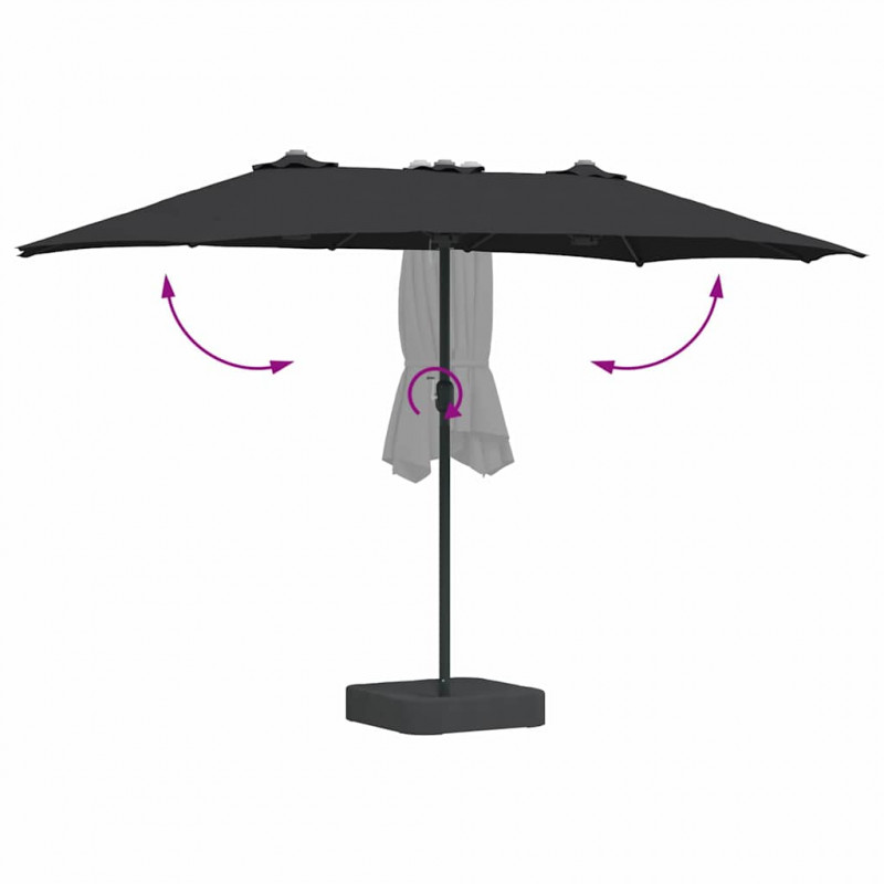 Parasolka ogrodowa Czarny 385 x 209 x 244 cm Poliester i Stal