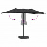 Parasolka ogrodowa Czarny 385 x 209 x 244 cm Poliester i Stal