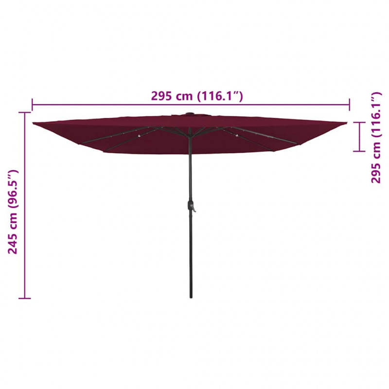 Parasolka ogrodowa Bordeaux Czerwony 295 x 295 x 245 cm