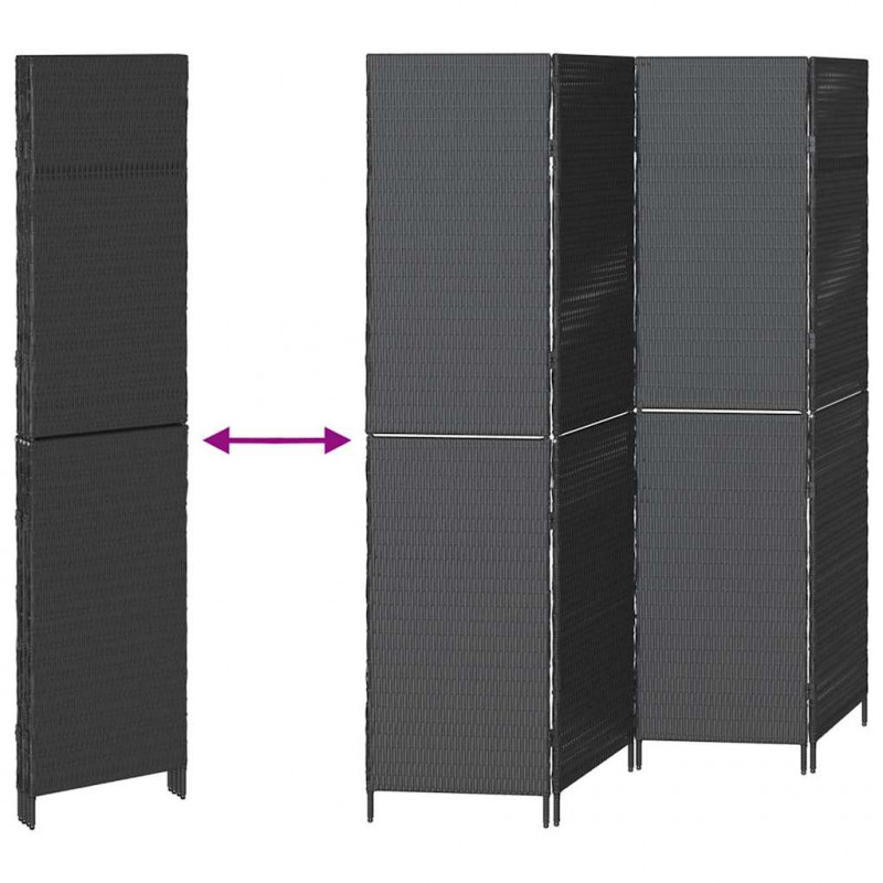 Przesłona pokoju Czarny 195 x 180 cm polirattan