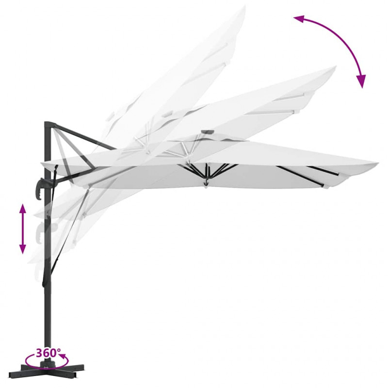 Parasol plażowy Ze LED Lights piaskowy 286 x 284 x 270 cm