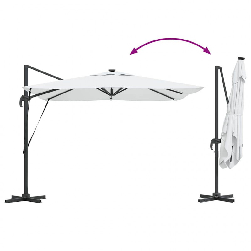 Parasol plażowy Ze LED Lights piaskowy 286 x 284 x 270 cm