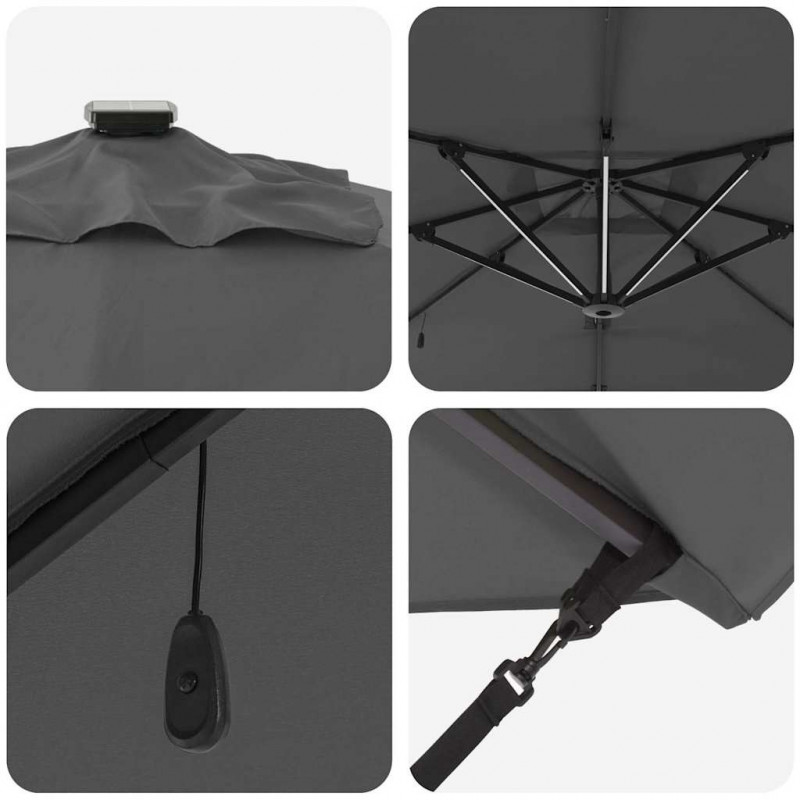 Parasol plażowy Ze LED Lights Antracyt 286 x 284 x 270 cm