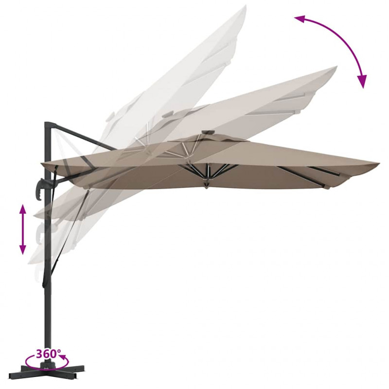 Parasol plażowy Ze LED Lights Ciemnoszary 286 x 284 x 270 cm