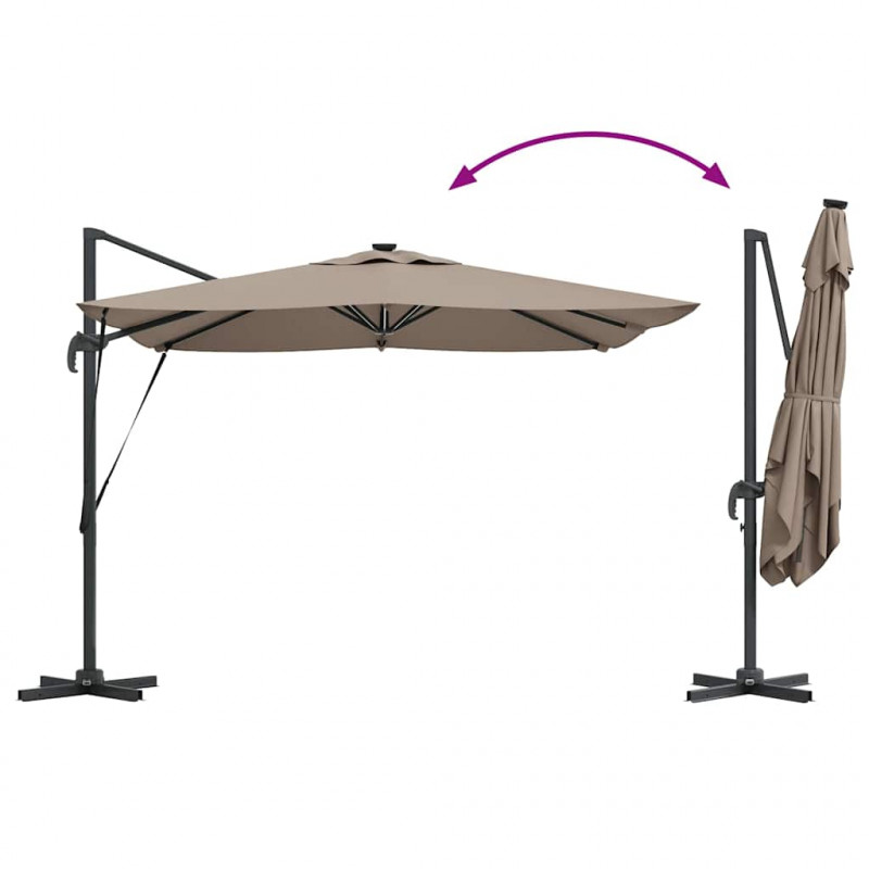 Parasol plażowy Ze LED Lights Ciemnoszary 286 x 284 x 270 cm
