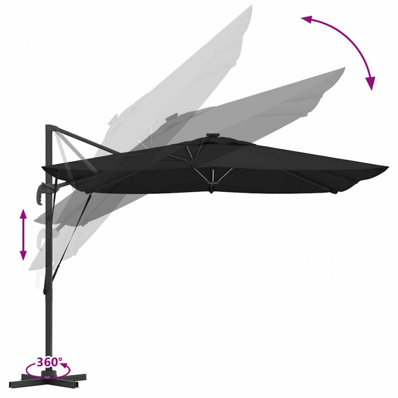 Parasol plażowy Czarny 286 x 284 x 270 cm Aluminium i Poliester