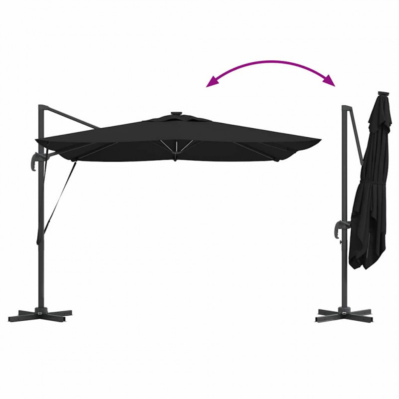Parasol plażowy Czarny 286 x 284 x 270 cm Aluminium i Poliester