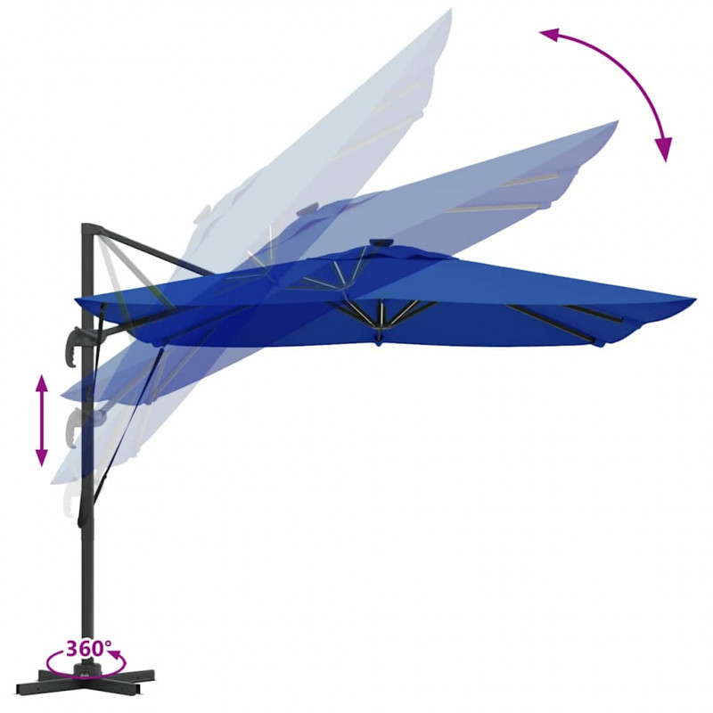 Parasol plażowy Ze LED Lights Niebieski Azur 286 x 284 x 270 cm