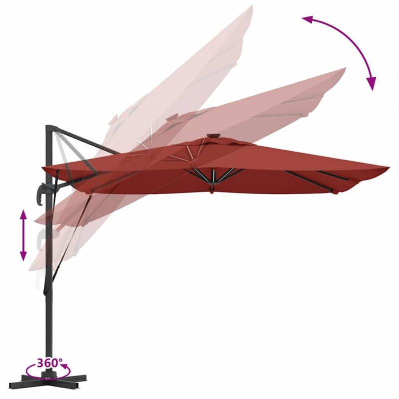 Parasol plażowy Ze LED Lights terakota 286 x 284 x 270 cm