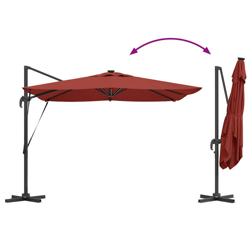 Parasol plażowy Ze LED Lights terakota 286 x 284 x 270 cm