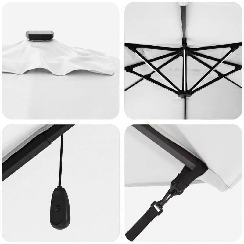 Parasol plażowy Ze LED Lights piaskowy 352 x 251 x 265 cm