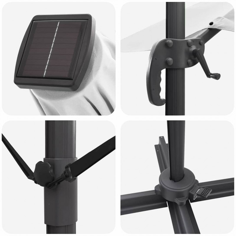 Parasol plażowy Ze LED Lights piaskowy 352 x 251 x 265 cm