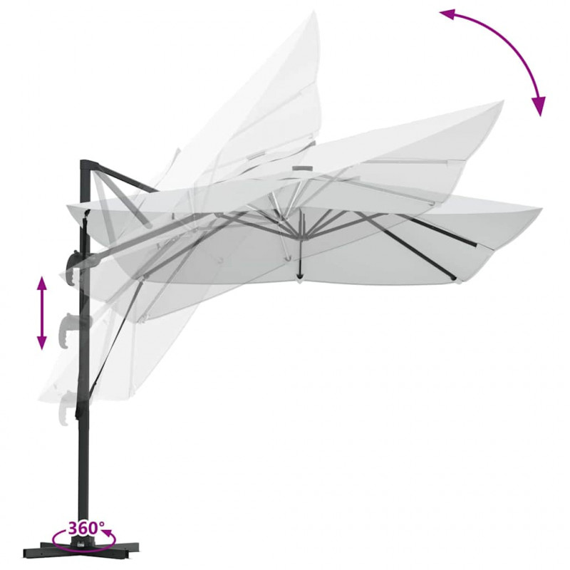 Parasol plażowy Ze LED Lights piaskowy 352 x 251 x 265 cm