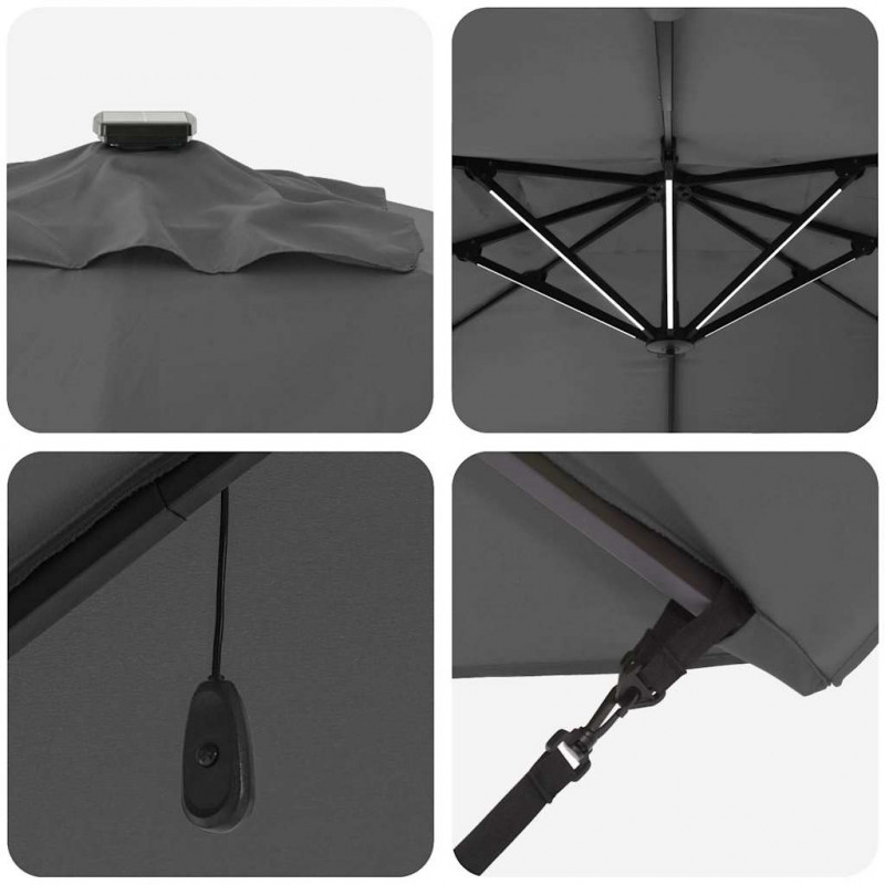 Parasol plażowy Ze LED Lights Antracyt 352 x 251 x 265 cm