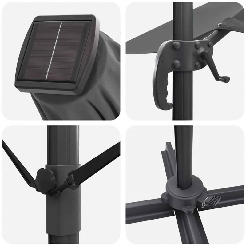 Parasol plażowy Ze LED Lights Antracyt 352 x 251 x 265 cm