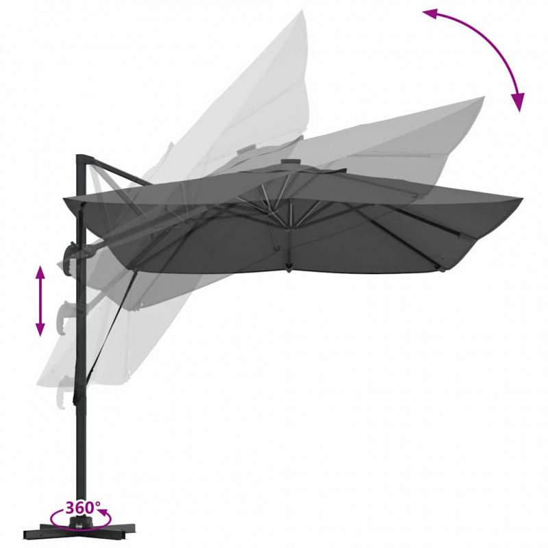 Parasol plażowy Ze LED Lights Antracyt 352 x 251 x 265 cm
