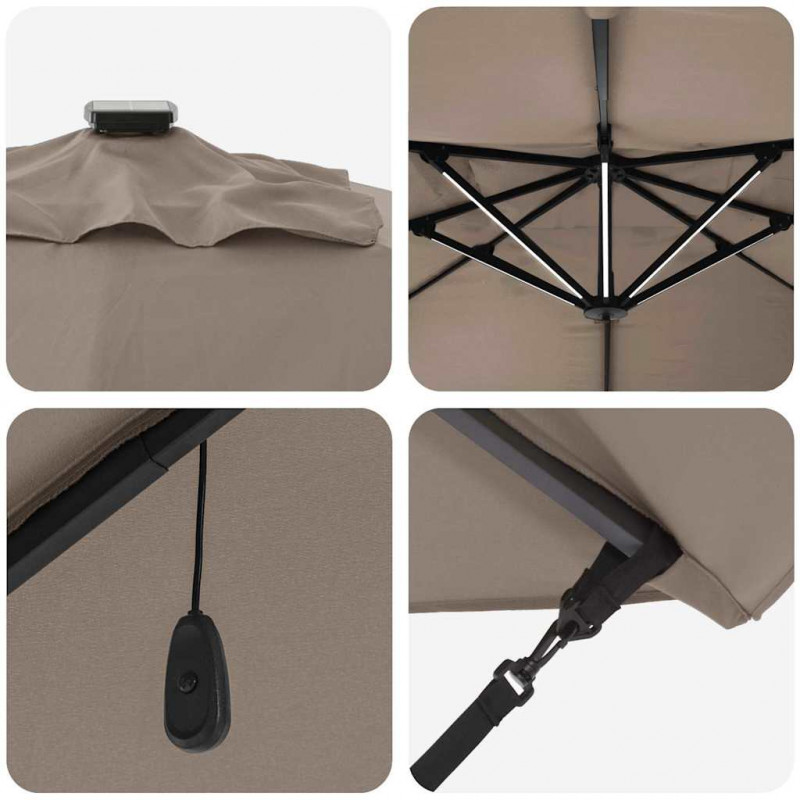 Parasol plażowy Ze LED Lights Ciemnoszary 352 x 251 x 265 cm