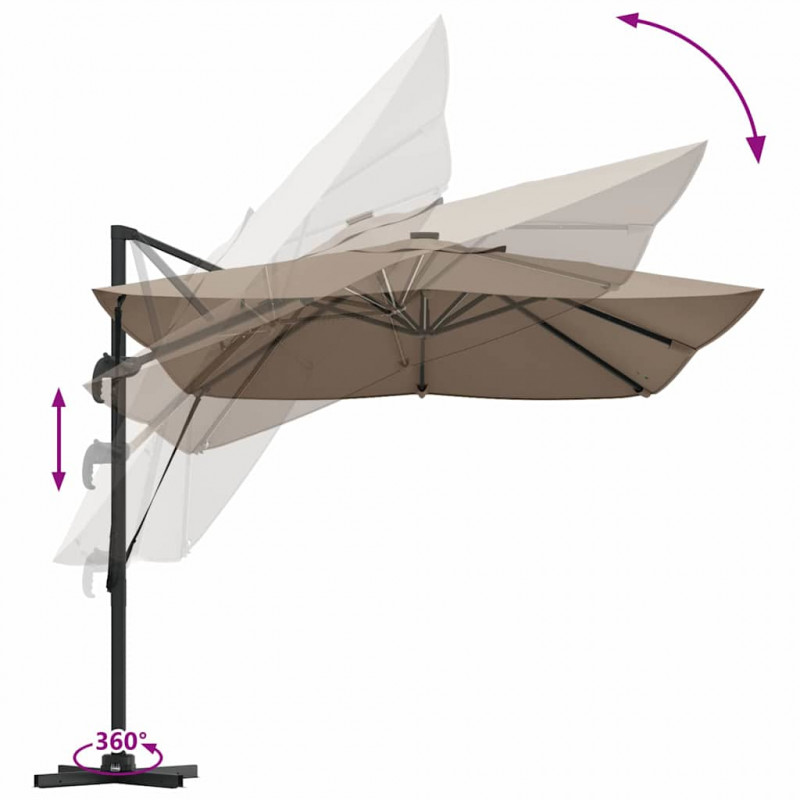 Parasol plażowy Ze LED Lights Ciemnoszary 352 x 251 x 265 cm