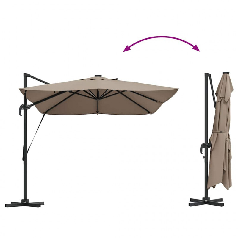 Parasol plażowy Ze LED Lights Ciemnoszary 352 x 251 x 265 cm
