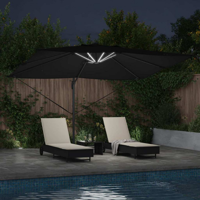 Parasol plażowy Czarny 352 x 251 x 265 cm Poliester i aluminium