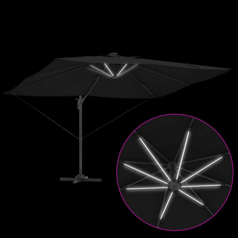 Parasol plażowy Czarny 352 x 251 x 265 cm Poliester i aluminium