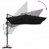 Parasol plażowy Czarny 352 x 251 x 265 cm Poliester i aluminium